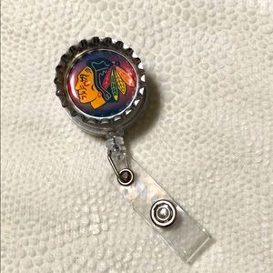 Chicago Blackhawks NHL badge reel identification card holder